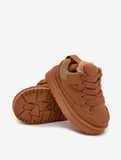 Dětské zateplené sneakers s kožíškem Mireen – velbloudí