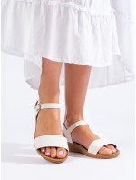 Pohodlné bílé  sandály dámské na klínku