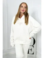 Izolovaná bavlněná souprava, mikina s vyšívacími + kalhotami ecru