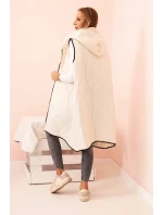 Dámská prošívaná vesta Plus Size s kapucí na zip světle béžová