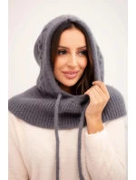 Dámská čepice s kapucí a pleteným vzorem šedá Dámská čepice s kapucí a pleteným vzorem šedá