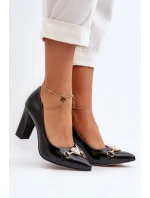 Černé kožené lodičky na podpatku se srdcem Zazoo 2453/OS Černé kožené lodičky na podpatku se srdcem Zazoo 2453/OS