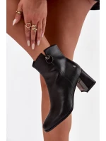 Zateplené kožené boty na podpatku Maciejka K7203-04 Černé