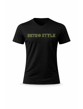 Pánské bavlněné tričko s potiskem - RETRO STYLE - černé