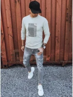 Pánská béžová mikina s potiskem FashionStreet BX5355