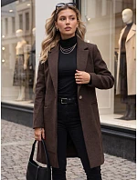 Dámský klasický jednoradový kabát, hnědý, FashionStreet NY0795