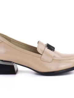 Dámská obuv lakovaná s ozdobným podpatkem béžová Vinceza 58638