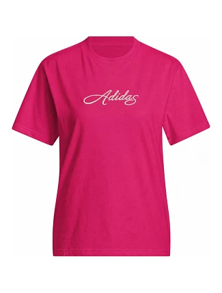Dámské tričko adidas Cursive Wordmark Graphic T-shirt fuchsia KT2611