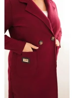Dámský elegantní plášť Plus Size s límcem a velkými kapsami švestkový Dámský elegantní plášť Plus Size s límcem a velkými kapsami švestkový