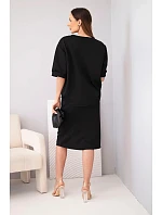 Dámský máslový komplet s blůzkou a midi sukní černý Dámský máslový komplet s blůzkou a midi sukní černý