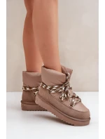 Semišové Sněhule Dámské S Hlavními Šňůrkami D.Franklin DFSH375003 Taupe