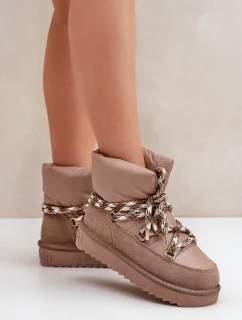 Semišové Sněhule Dámské S Hlavními Šňůrkami D.Franklin DFSH375003 Taupe