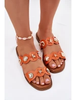 Dámské Pantofle Se Zlatými Aplikacemi Oranžové Jenoriela