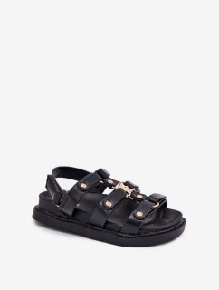 Dívčí sandály se zlatým detailem černé Lunessa