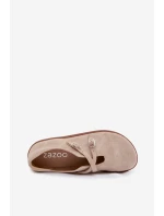 Kožené semišové dámské polobotky Zazoo N1271 světle béžové