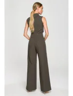 M702 Overal bez rukávů s límečkem - khaki barva