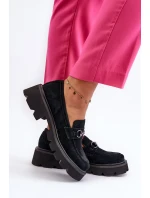 Robustní dámské semišové mokasíny Černá Neloria Robustní dámské semišové mokasíny Černá Neloria