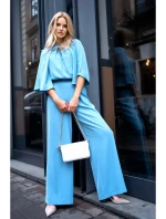 S397 Kombinéza s širokými rukávy a rozdělenými zády - blankytně modrá S397 Kombinéza s širokými rukávy a rozdělenými zády - blankytně modrá