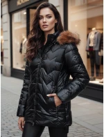 Dámská zimní bunda s kožešinou LANE černá FashionStreet TY4515z