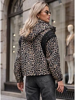 Dámská přechodová bunda s kapucí v leopardím vzoru, béžová, FashionStreet TY6041 Dámská přechodová bunda s kapucí v leopardím vzoru, béžová, FashionStreet TY6041