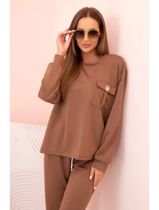 Komplet dámský máslový mikina a kalhoty s gumou camelový Komplet dámský máslový mikina a kalhoty s gumou camelový