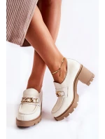 Kožené boty na sloupu se zlatým zdobením světle béžová Mikeyla