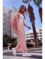 M570 Kalhoty s nařasenými nohavicemi - béžové