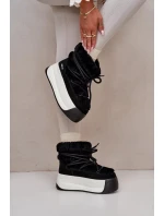 Kožené Dámské Sněhule Na Silné Podešvi S Kožešinou Big Star Černé