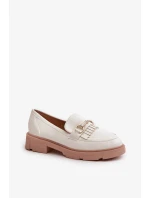 Dámské mokasíny W-16 Bílá s béžovou - DAY-VINE Shoes