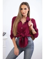 Bavlněná mušelínová košile burgundsko