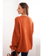Dámský svetr s příměsí mohairu a vlny volného střihu rudy