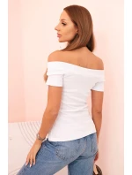 Dámská bavlněná blůza s výstřihem do V a potiskem bílá Dámská bavlněná blůza s výstřihem do V a potiskem bílá