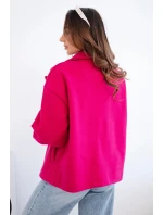 Dámská krátká dvouřadová bunda s límcem fuchsiová