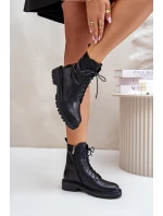 Kožené botky worker s teplou podšívkou na zip černé Elosie