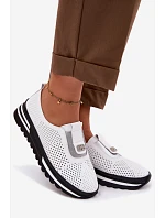 Dámské nazouvací polobotky z pravé kůže S.Barski LR61-7092 Bílá Dámské nazouvací polobotky z pravé kůže S.Barski LR61-7092 Bílá