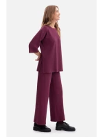 B301 Žebrovaný pletený top - švestka