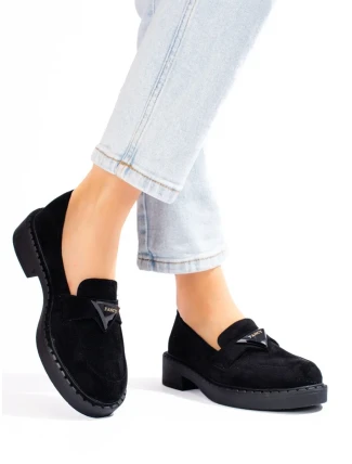 Zajímavé mokasíny černé dámské bez podpatku Zajímavé mokasíny černé dámské bez podpatku