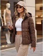 Dámská prošívaná bunda s kapucí, hnědá, FashionStreet TY5861 Dámská prošívaná bunda s kapucí, hnědá, FashionStreet TY5861