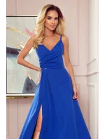 CHIARA - Elegantní dámské maxi šaty v chrpové barvě na ramínkách 299-3