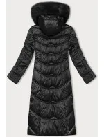 Černá dlouhá dámská zimní bunda s kapucí S'west (B8198-1)