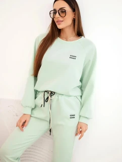 Dámský komplet z viskózy s mikinou a kalhotami máslový mátový
