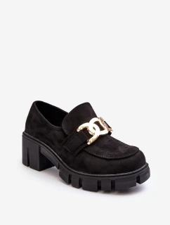 Dámské semišové polobotky s ozdobou černé Rullenes