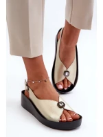 Kožené Dámské Sandály Na Klínech A Platformě S.Barski Gold