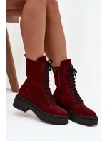 Dámské workery z pravého semiše Zazoo - bordó