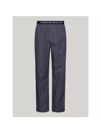 Pánské pyžamové kalhoty UM0UM02993 02E tm. modré s potiskem - Tommy Hilfiger