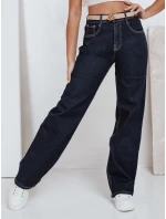 Dámské džíny s širokými nohavicemi tmavě modré FashionStreet UY2769 Dámské džíny s širokými nohavicemi tmavě modré FashionStreet UY2769