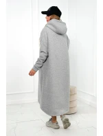 Zateplené šaty s kapucí šedý