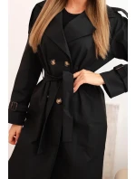 Dámský kabát v pase s límcem černý