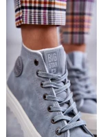 Dámské Kožené Teplé Tenisky Big Star EE274115 Světle Modré