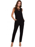 K009 Jednodílný overal s výstřihem do V - černý K009 Jednodílný overal s výstřihem do V - černý